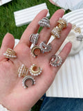 Vintage Gold/Silver Shell Pearl Clip Earrings For Women