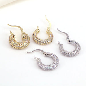4 Pairs Chunky CZ Hoop Earrings Zircon Huggie Earring Hoops