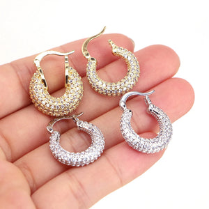 4 Pairs Chunky CZ Hoop Earrings Zircon Huggie Earring Hoops