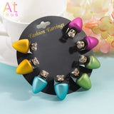 4 Pairs Double Sided Stud Earrings Set CZ Crystal Jewelry for Women