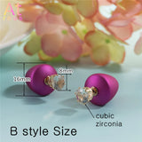 4 Pairs Double Sided Stud Earrings Set CZ Crystal Jewelry for Women