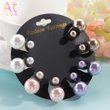 4 Pairs Double Sided Stud Earrings Set CZ Crystal Jewelry for Women