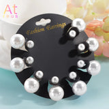 4 Pairs Double Sided Stud Earrings Set CZ Crystal Jewelry for Women