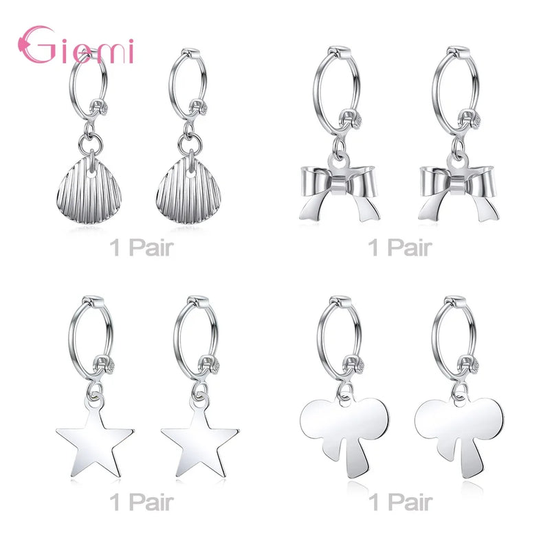 4 Pairs 925 Sterling Silver Drop Dangle Earrings Gift for Women