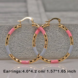 4 Pairs Copper Plated Round Hoop Earrings Women Jewellry Acessories