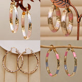 4 Pairs Copper Plated Round Hoop Earrings Women Jewellry Acessories