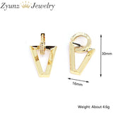 4 Pairs CZ Triangle Earrings Silver Geometric Women Party Jewelry