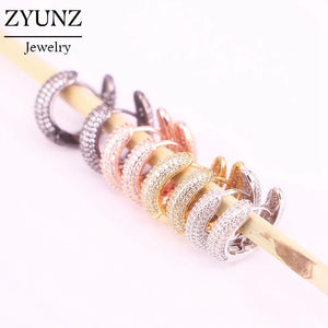 Micro Pave CZ Circle Hoop Clear Crystal Zircon Earrings Jewelry Mix