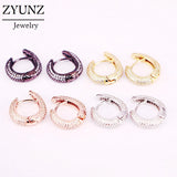 Micro Pave CZ Circle Hoop Clear Crystal Zircon Earrings Jewelry Mix