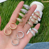 4 Pairs Cubic Zircon Stud Hoop Earrings Wedding Jewelry