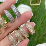 4 Pairs Cubic Zircon Stud Hoop Earrings Wedding Jewelry