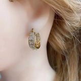 4 Pairs Cubic Zircon Stud Hoop Earrings Wedding Jewelry