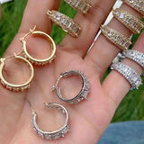 4 Pairs Cubic Zircon Stud Hoop Earrings Wedding Jewelry