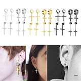 4 Pairs Punk Spike Hoop Earrings Stainless Steel for Halloween