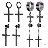 4 Pairs Punk Spike Hoop Earrings Stainless Steel for Halloween