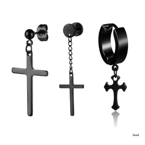 4 Pairs Punk Spike Hoop Earrings Stainless Steel for Halloween