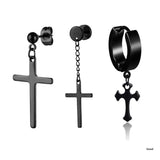 4 Pairs Punk Spike Hoop Earrings Stainless Steel for Halloween