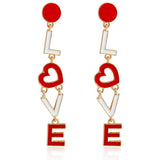 Love Earrings Red Hearts Accessories Love Letter