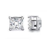 4 Pairs Stainless Steel Magnetic Ear Studs CZ 6MM for Men and Women