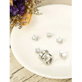 4 Pairs Stainless Steel Magnetic Ear Studs CZ 6MM for Men and Women