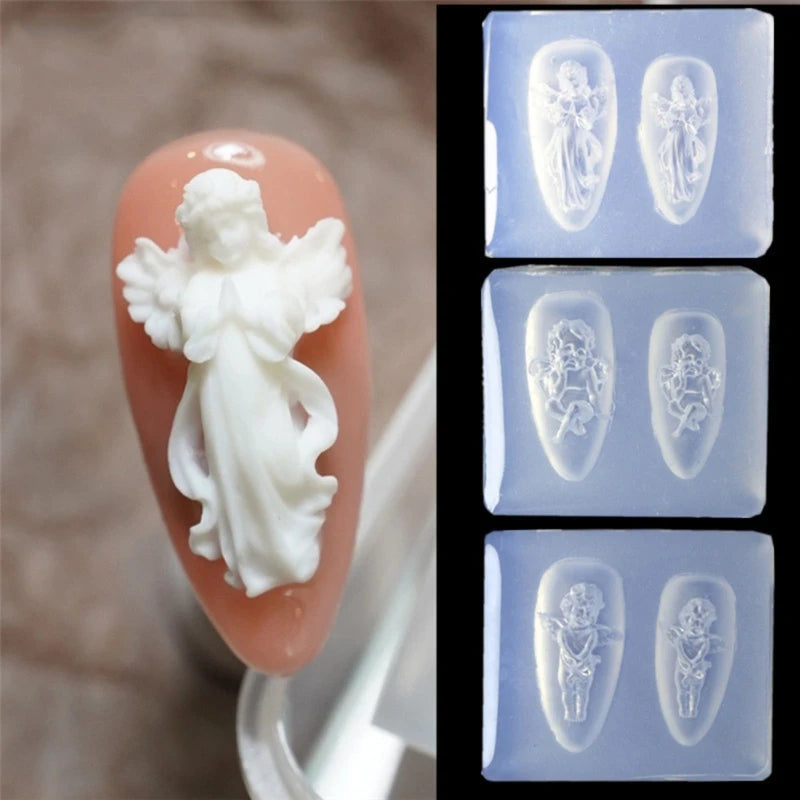 4 Pcs 3D Angel Nail Art Epoxy Resin Mold DIY Craft Silicone Mould Tool