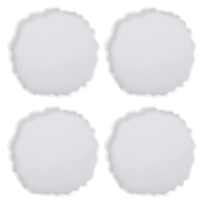 4 Pcs Agate Coaster Epoxy Resin Mold Silicone Mould DIY Crafts Jewelry Home Tool