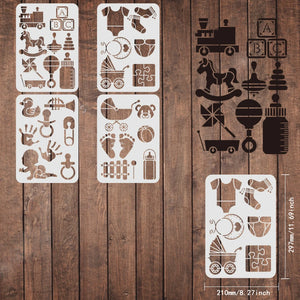 4 Pcs Baby Theme Stencils Template for DIY Drawing Painting