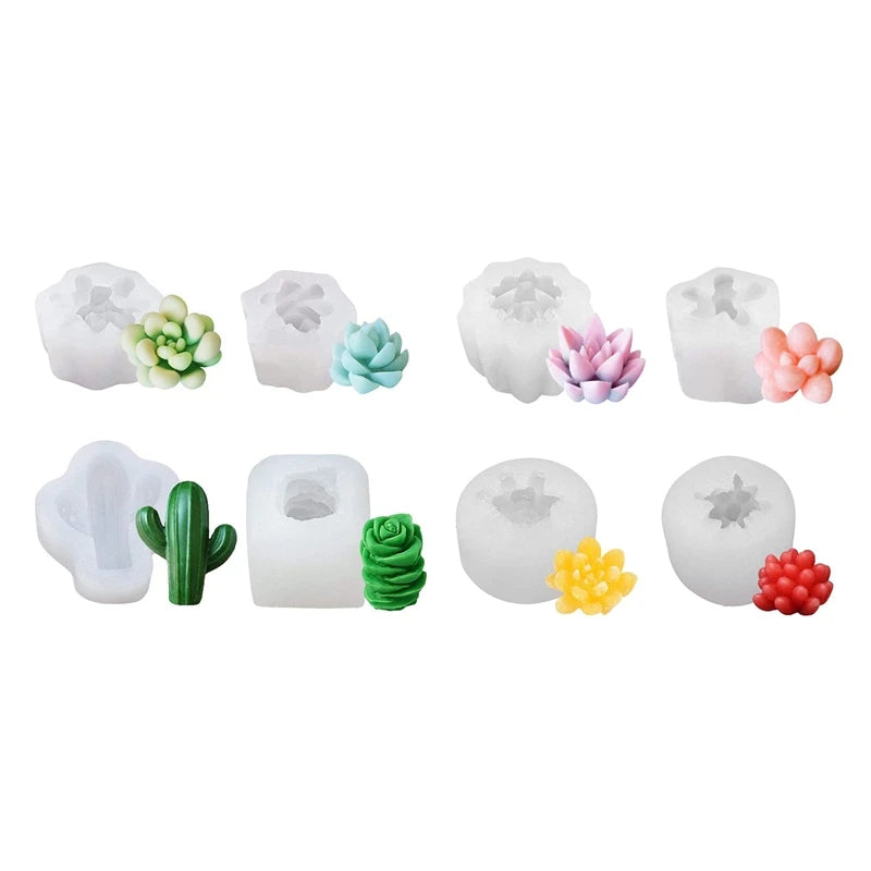 8 Pcs Candle Silicone Molds for Succulent Plants & Cactus, DIY Crafts