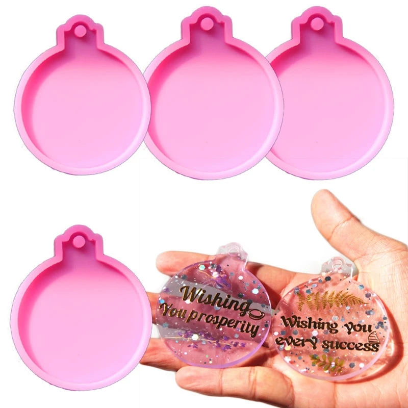 4 Pcs Christmas Ball Pendant Resin Molds Keychain Silicone DIY Jewelry Decor