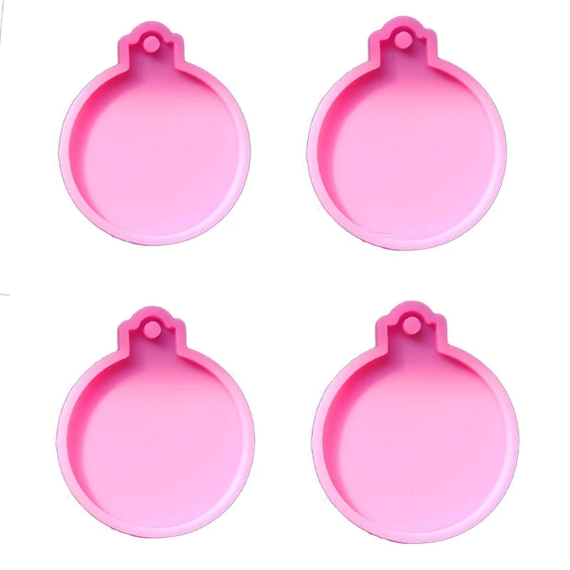 4 Pcs Christmas Ball Pendant UV Epoxy Resin Molds Keychain Silicone Mould