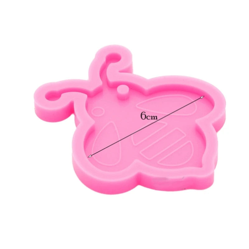 4 Pcs Bee Keychain UV Epoxy Resin Molds DIY Honeybee Pendant Silicone Mould
