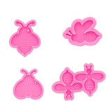 4 Pcs Bee Keychain UV Epoxy Resin Molds DIY Honeybee Pendant Silicone Mould