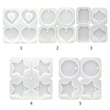 4 Pcs DIY Crystal Epoxy Resin Jewelry Pendant Molds Heart Round Wave Shape