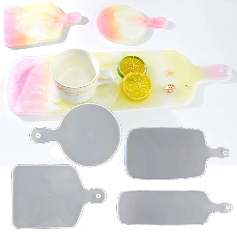4 Pcs Small Tray Silicone Molds Epoxy Resin Round Square Ornament Making Tool