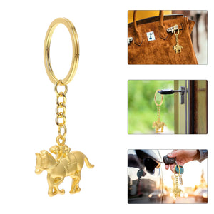 4 Pcs Equestrian Keychain Rings Zinc Alloy Horse Racing Model
