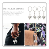 4 Pcs Equestrian Keychain Rings Zinc Alloy Horse Racing Model
