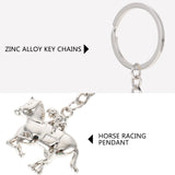 4 Pcs Equestrian Keychain Rings Zinc Alloy Horse Racing Model