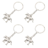 4 Pcs Equestrian Keychain Rings Zinc Alloy Horse Racing Model