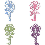 4 Pcs Flower Metal Cutting Dies with Words Embossing Stencil DIY Scrapbook Craft