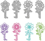 4 Pcs Flower Metal Cutting Dies with Words Embossing Stencil DIY Scrapbook Craft
