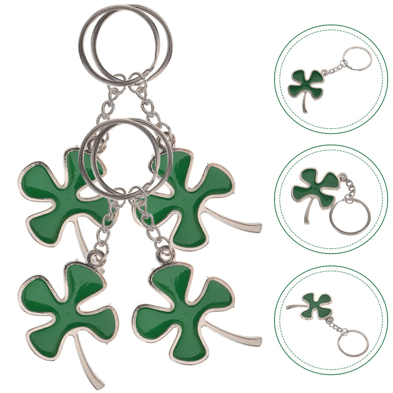 4 Pcs Four Leaf Man Birthday Decoration for Girl Keychain