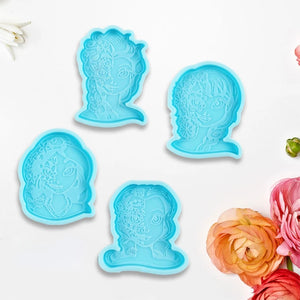 4 Pcs Girls Mobile Phone Bracket Holder Resin Mold DIY Crafts Tool
