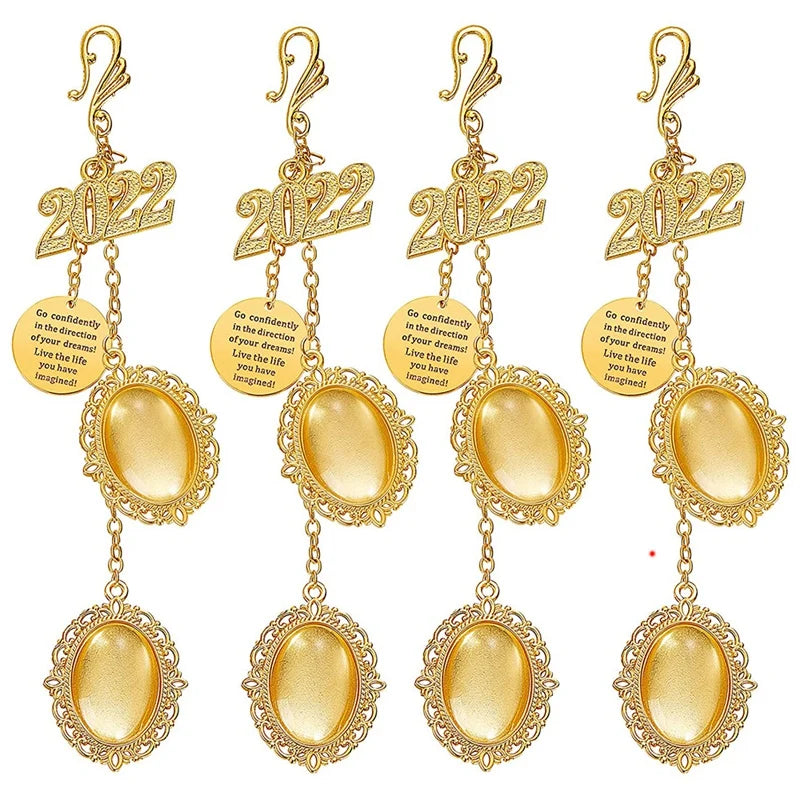 4 Pcs Graduation Cap Memorial Photo Chain Charms DIY Graduate Memorial Pendant