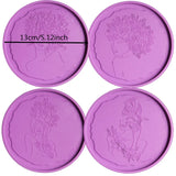 4 Pcs Irregular Flower Fairy Art Coaster Epoxy Resin Mold DIY Crafts Decor