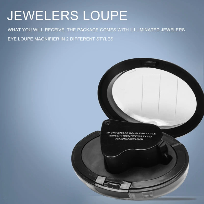 4 Pcs 30X 60X 90X Jewelers Eye Loupe Magnifier With LED Light