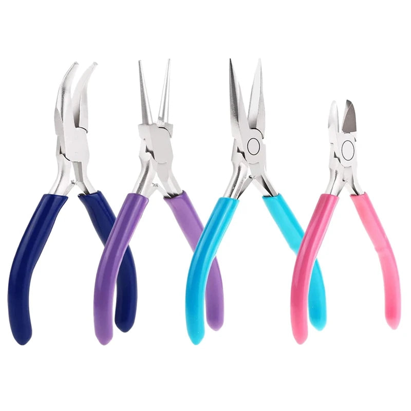 4 Pcs Jewelry Making Tools Kit: Pliers, Needle Nose Pliers for Crafts