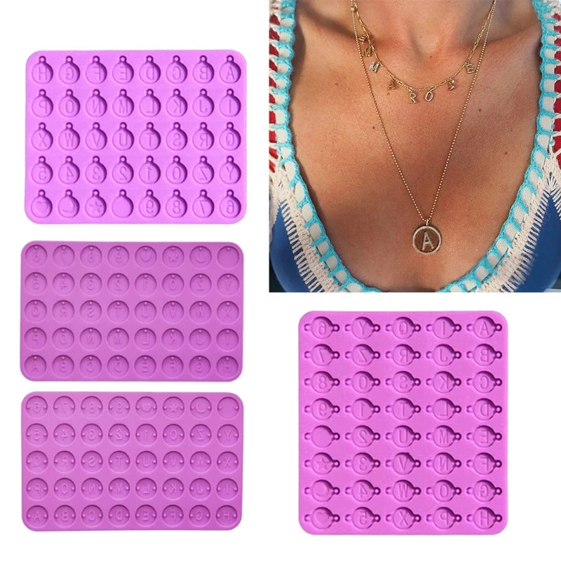 4 Pcs Letter & Number Disc Resin Mold for Jewelry Making DIY Crafts