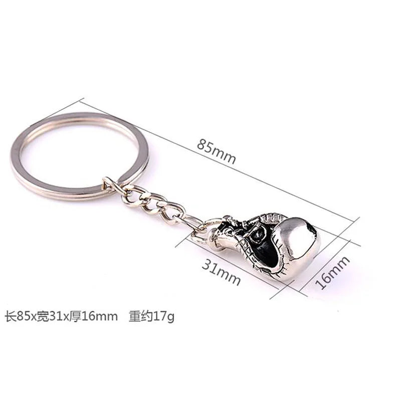 4 Pcs Metal Cartoon Boxing Glove Shape Keychain Key Ring Chains