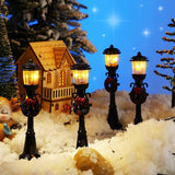 4 Pcs Mini Christmas Lamp Post Decorative Lights DIY Village Pathway