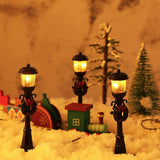 4 Pcs Mini Christmas Lamp Post Decorative Lights DIY Village Pathway